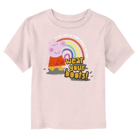 Toddler's Peppa Pig Wear Your Boots  Graphic Tee Light Pink 2T