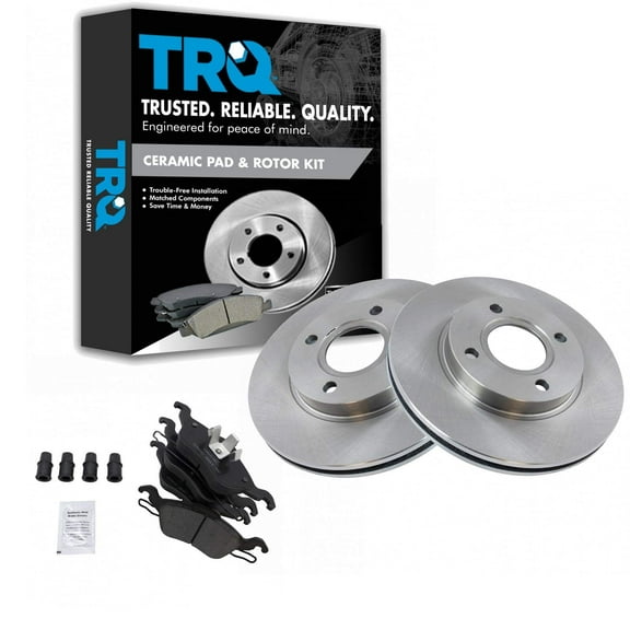 TRQ Front Brake Pad & Rotor Kit Brake Pads Brake Rotor Ceramic Fits Select 2000-2004 Ford Focus
