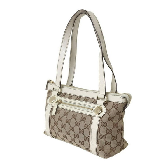 Pre-Owned GUCCI Gucci handbag GG canvas brown x white 152458 ES (Good)