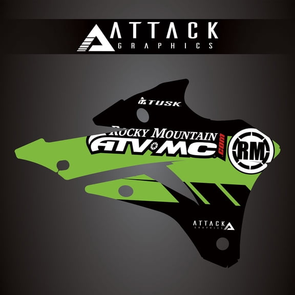 Attack Graphics Renegade Radiator Shroud Decal Green for Kawasaki KX85 2014-2021
