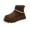 Coffee, variant on Chunky Woman Boots Ankle Winter Bronze Slip on Round Toe Comfort Shoes Womens Shoes 37