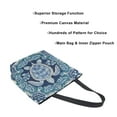 thumbnail image 3 of Open Top Canvas Tote Bag with Zipper Reusable Shopping Bag 13.5x15" Roomy Carryall Dark Teal Turtle Pattern, 3 of 9