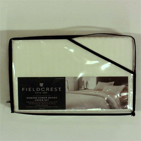 Fieldcrest White Damask Stripe Duvet Cover Set Full Queen