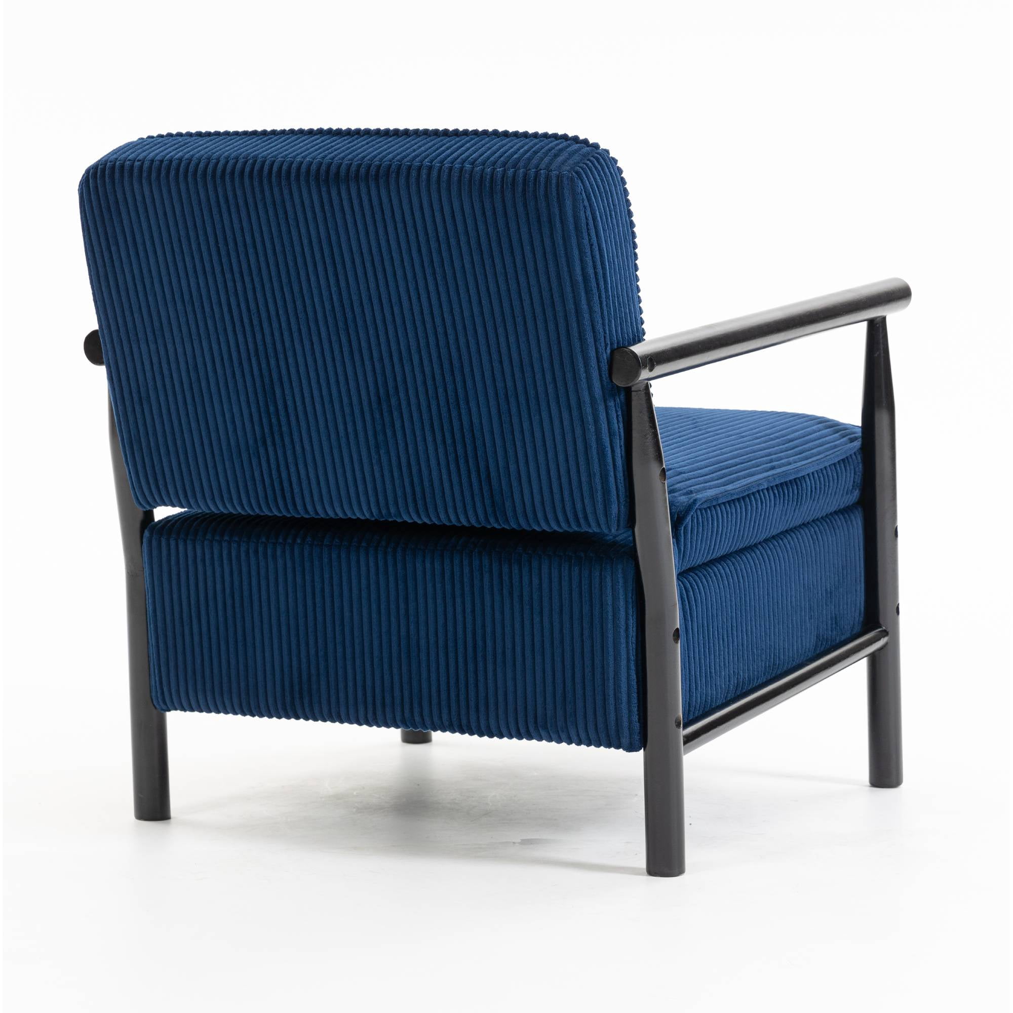 Mid-Century Accent Chair with Storage, Modern Comfy Reading Armchair with Lumbar Pillow for Living Room, Blue