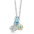 thumbnail image 2 of 925 Silver and 10K Yellow Gold Topaz and Lab Grown Diamond and Mercury Mist Mystic Topaz Pendant Necklace for Women | 2.57 Cttw | Pear Shape 8X6MM | Oval 7X5MM | Round 5MM | with 18 inch Chain, 2 of 4