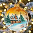 thumbnail image 3 of STP Goods Village at Sunrise Christmas Ball Ornament in Gift Box 3.15" (8 cm) Hand-Painted Christmas Tree Ornament with Panoramic Design Collectible Christmas Tree Hanging Decoration, Orange Blue, 3 of 3
