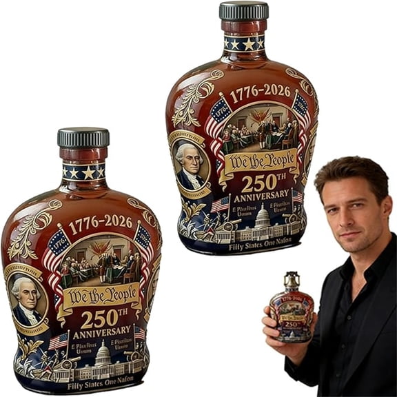 250 Anniversary Whiskey Bottle 250 Anniversary Decanter 250th Anniversary We The People Heritage Whiskey Glass Declaration of Independence Design