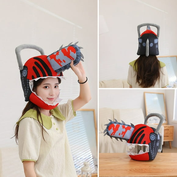 Cheers Halloween Headgear Cute Full Coverage Soft Plush Hat Photo Prop Decoration Accessories Cartoon Chainsaws Head Hat Cosplay Costume Party Supplies