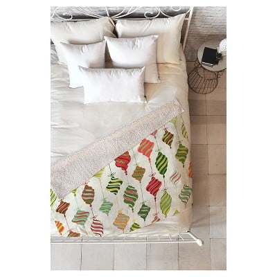 Green Novelty Sabine Reinhart Ornaments Sherpa Throw Blanket (50u0022X60u0022) - Deny Designs