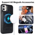 thumbnail image 4 of for iPhone 11 PU Leather Back Case, Built-in Invisible Stand [Compatible with Magsafe] Protective Slim Kickstand Anti-fall Phone Cover Compatible with iPhone 11, Black, 4 of 8