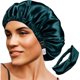 thumbnail image 1 of wonima11 2Pcs Satin Bonnet Silky Bonnets Hair Bonnet For Sleeping Double Layer Curly Hair Sleep Cap Womens Silk Night Hats, 1 of 1