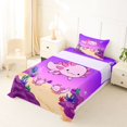 thumbnail image 5 of Manfei Cartoon Axolotl Twin Sheets,Underwater Scene Bedding For Girls,Purple Pink,3 Pieces,1 Fitted Sheet and 1 Pillowcase, 5 of 7