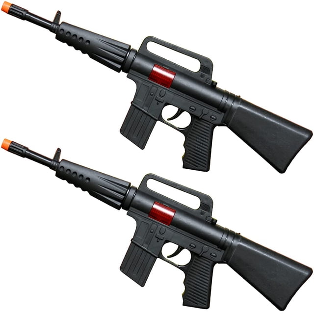 Set de 2 rifles de juguete HUNSON negros de 41 cm con sonido y chispas