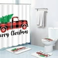 thumbnail image 7 of 4 Piece Shower Curtain Sets, Christmas Tree Red Fir Luxury with Non-Slip Rugs, Toilet Lid Cover and Bath Mat, for Bathroom Decor Set, 72" x 72", 7 of 7