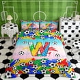 thumbnail image 2 of Erosebridal Letter W Gradient Soccer Ball Print Full Size Comforter Sets, Sports Monogram Bedding Sets for Kids Boys and Girls, Reversible 3-Piece, 1 Comforter and 2 Pillowcases, 2 of 6