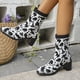 thumbnail image 4 of NECHOLOGY Botas Mujer Adulto Femenino Zapatos Botines de mujer Moda de mujer otoño nuevo tejido elástico media moda tacón grueso calcetines de felpa botas para mujer (White, 7), 4 of 7