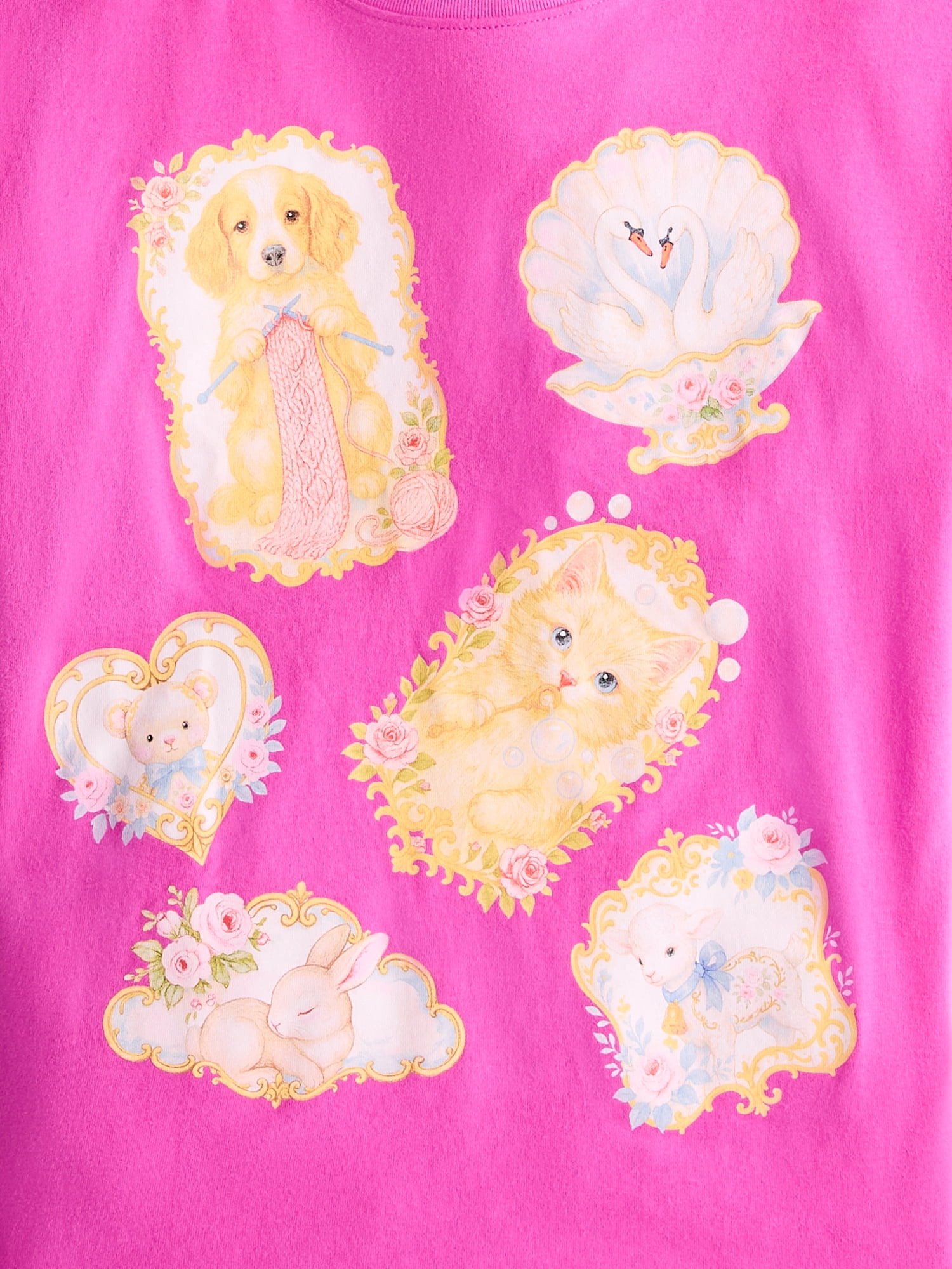 Weekend Academy Girls Oversized Graphic Cotton Tee with Short Sleeves, Sizes 4-18