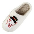 thumbnail image 5 of Christmas Fuzzy Slippers for Women Men Funny Print Matching House Shoes Furry Lined Winter Warm Anti-Slip Bedroom Slides Black 7.5, 5 of 5