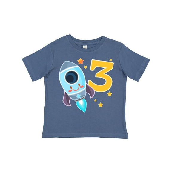 Inktastic Rocket Space Ship Happy Third Birthday Boys or Girls Toddler T-Shirt
