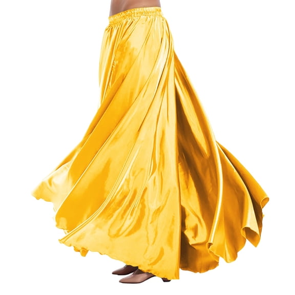 oqasdz Belly Dance Skirts for Womens Solid Color Flowy Performance Elastic Waistband for Stage Show Practice and Casual Outdoor Wear