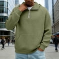 thumbnail image 5 of Paiwinds Men's Solid Color Waffle Knit Hoodie Half Zip Pullover Sweatshirt with Kangaroo Pocket Casual Long Sleeve Hooded Top, 5 of 9