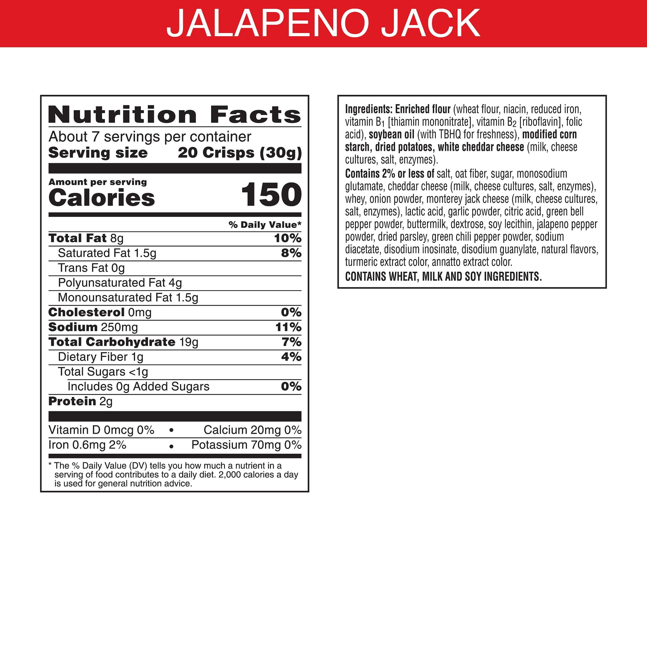 Cheez-It Snap'd Jalapeno Jack Cheese Cracker Chips, Thin Crisps, 7.5 oz