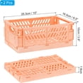 thumbnail image 2 of PATIKIL Collapsible Basket, 2 Pcs 10 x 6.5 x 3.9 Inch Stackable Storage Crates Foldable Plastic Baskets Desk Organizing Container for Home Kitchen Office, Salmon Pink, 2 of 5