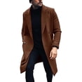 thumbnail image 2 of ManxiVoo Winter Coats for Men Winter Warm Solid Pocket Woolen Coat Men's Thick Coat Men's Mid Length Jackets for Men Brown M, 2 of 5
