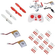 HobbyFlip RTF Combo Extra Batteries(2) w/Propellers Red/White(10 Sets of 4) Compatible with Hubsan Nano Q4 H111