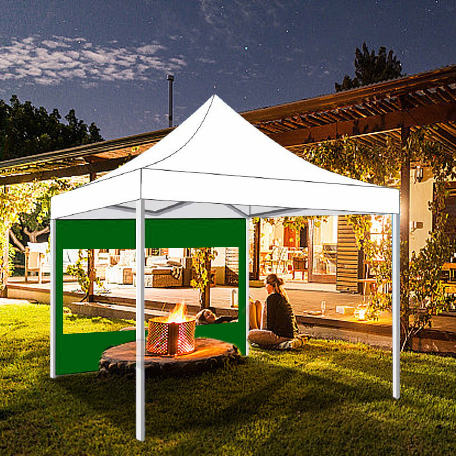 BGZLEU Green Canopy Tent,Translucent Tent,Portable Pop Up Outdoor Gazebo with 1 Sidewall,UV ProtectionTent,Come with Carry Bag - Blue