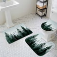 thumbnail image 2 of Green Forest Bathroom Rugs Set Tree Landscape Non Slip Absorbent Soft Bath Mats 3 Piece Set with Bathroom Rug, U-Shaped Floor Mat, Toilet Seat Cover Large Size, 2 of 9