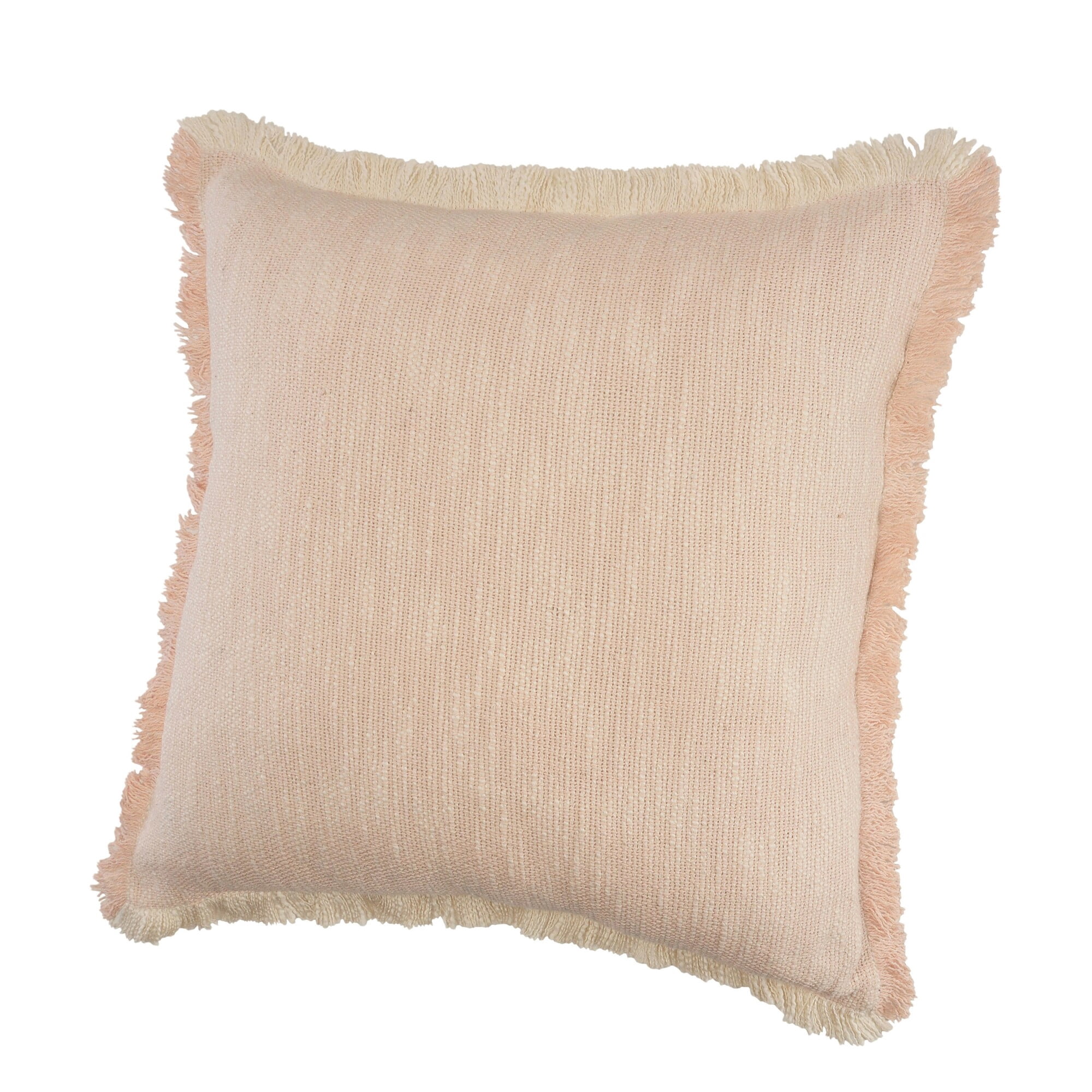 Ox Bay Bennett 20" x 20" Pink Solid Fringed Cotton Adult Decorative Throw Pillow Cover