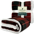 thumbnail image 6 of pavilia premium sherpa throw blanket for couch sofa | soft micro plush reversible throw | lightweight all season plaid design fleece blanket (50 x 60 inches red), 6 of 7