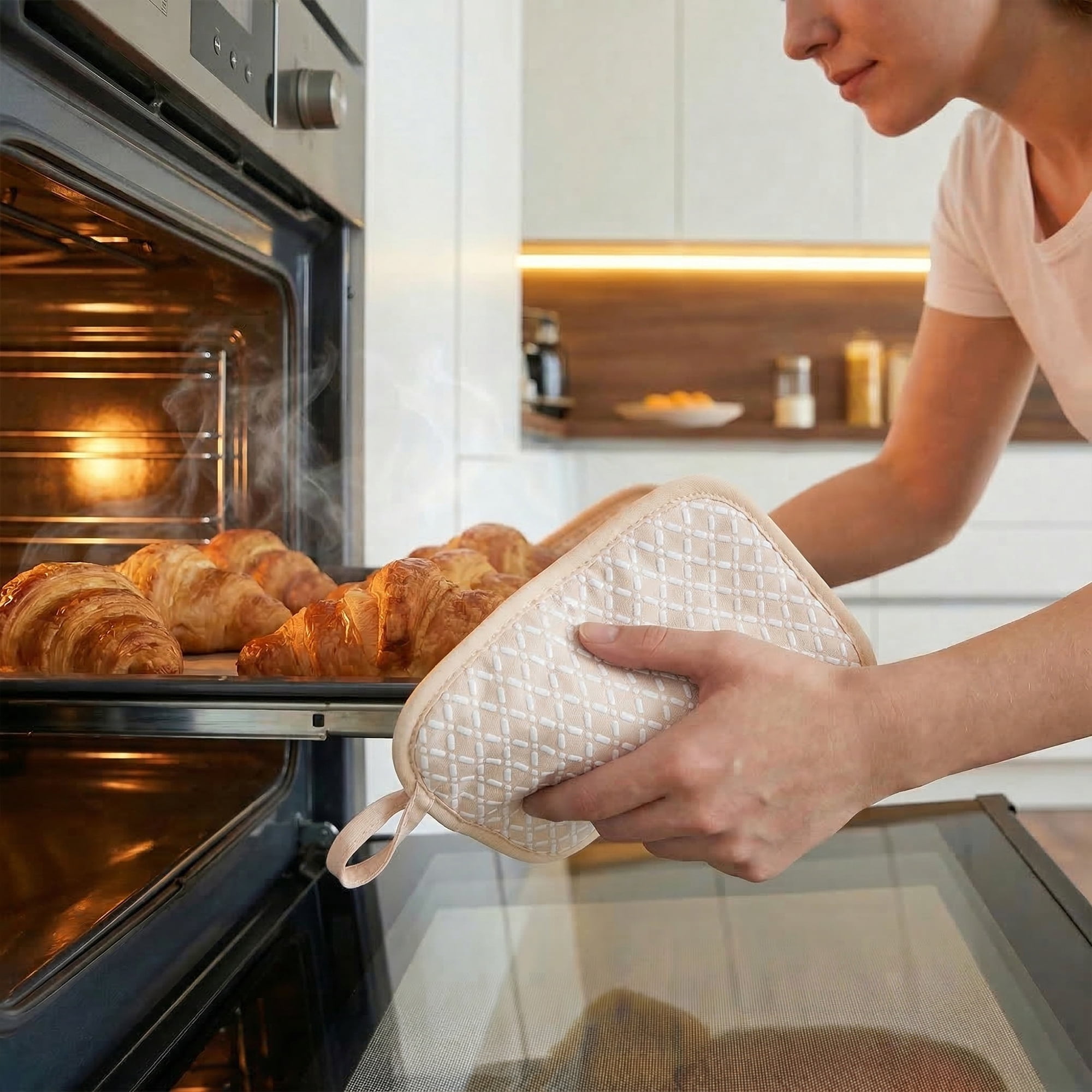Unique Bargains Pot Holders Heat Resistant Trivets Non Slip Hot Pads Cream Cream