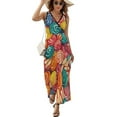 thumbnail image 2 of Pastel Rainbow Lollipop Womens Night Club Maxi Dress V Neck Sleeveless Bohemia Long Dresses, 2 of 9