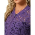 thumbnail image 5 of INSPIRE CHIC Women's Sheer Crochet Lace Long Sleeve Zipper Cropped Bomber Jacket L Deep Purple, 5 of 6
