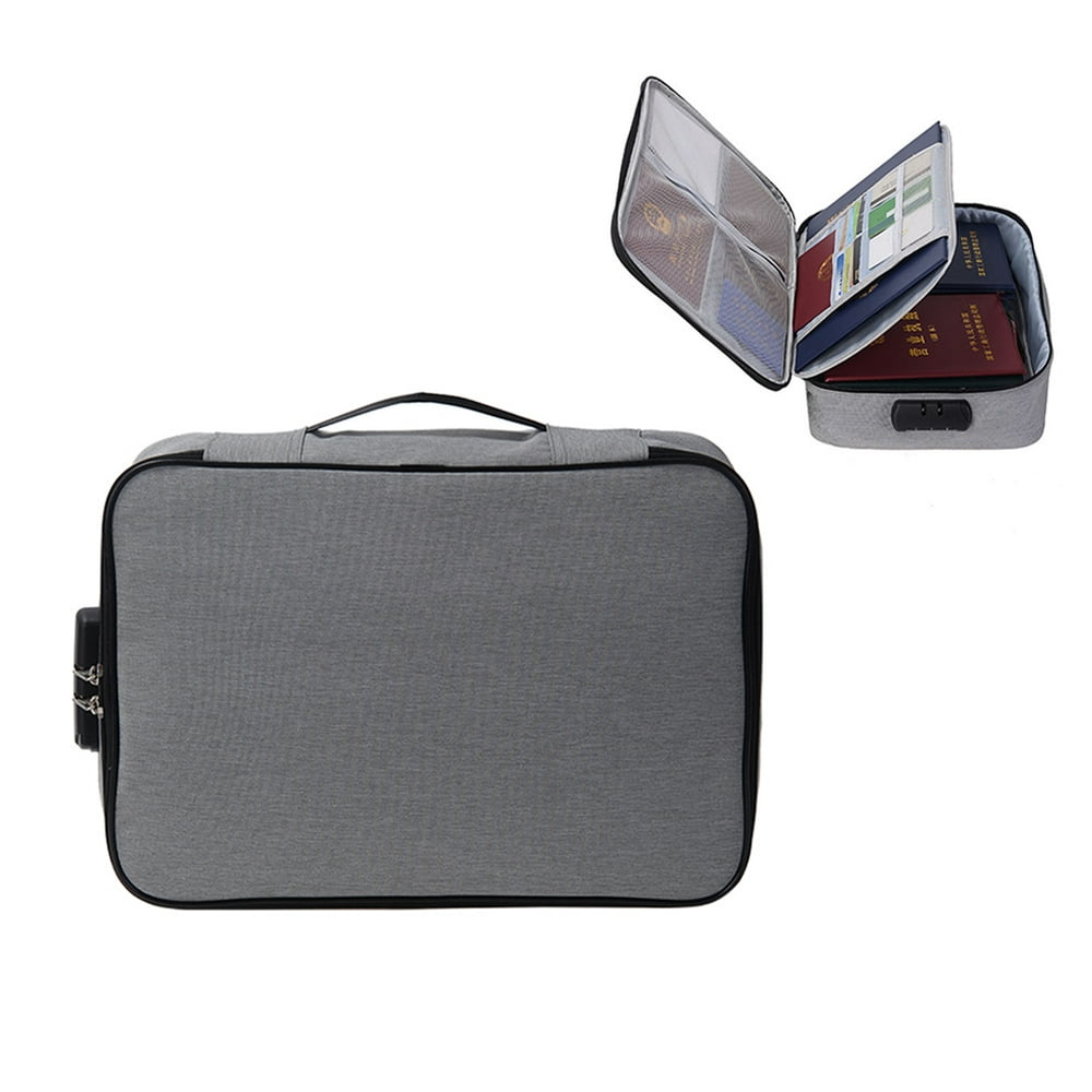 Waterproof 2-Layer Document Storage Bag with Password Lock Valuables ...