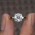 thumbnail image 3 of Cora Jewellery 2CT Cushion Moissanite Bridge Diamond Solitaire Engagement Ring For Women, 14K Yellow Gold, 3 of 5