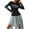thumbnail image 3 of Qmyliery Women Casual T-Shirt, Black Long Sleeve Round Neck Slim Fit Crop Tops, 3 of 9
