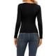 thumbnail image 3 of INSPIRAR CHIC Blusa Básica de Manga Larga con Cuello Redondo y Fruncido en la Parte Frontal para Mujeres XS Negra, 3 of 7