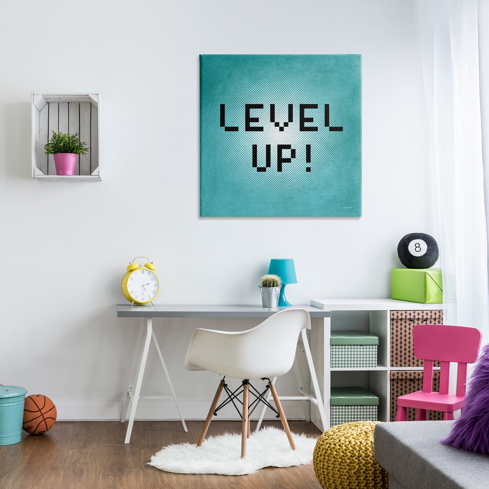 Stupell Industries Level Up Vintage Pixels Typography Painting Gallery Wrapped Canvas Art Print Wall Art, 36 x 36