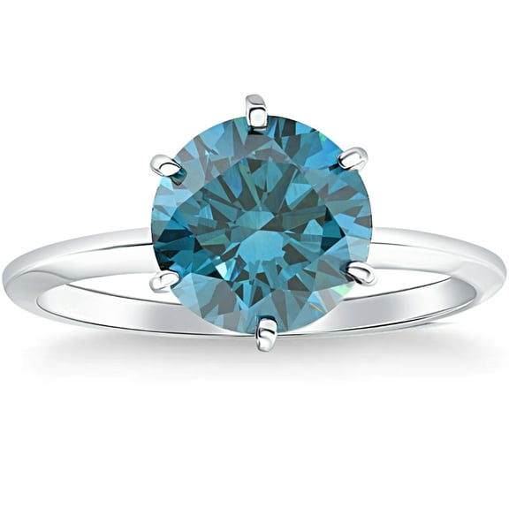 Pompeii 2Ct Blue Diamond Solitaire Engagement Ring in 14k White or Yellow Gold Lab Grown