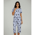 thumbnail image 3 of Real Essentials 2 Pack: Womens Pajamas Short Sleeve Sleepwear Tops and Capri Pants Pjs Print Pajama Sets (Available In Plus), 3 of 6