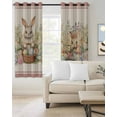thumbnail image 3 of Blackout Curtains for Bedroom, Spring Floral Eater Bunny Room Darkening Window Drapes for Living Room, Colorful Eggs Rustic Red Thermal Insulated Grommet Curtains, 42x84 inch, 2 Panels, 3 of 9