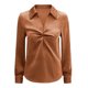 thumbnail image 5 of Camisetas para Mujeres con Cuello en V Manga Larga Delantera Blusa de Color Sólido, Corbata Delantera Top Casual, 5 of 7