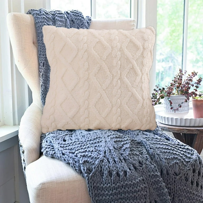 Todaioua Decorative Fluffy Faux Fur Pillow Covers 18x18, Soft