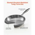 thumbnail image 4 of VEVOR Tri-Ply Stainless Steel Frying Pan, 3 Pcs Set (8, 10, 12 in), Cooking Skillet with Heat-Resistant Handle, Chef's Kitchen Cookware, Oven, Gas, Electric, Induction, Dishwasher Compatible, Silver, 4 of 9