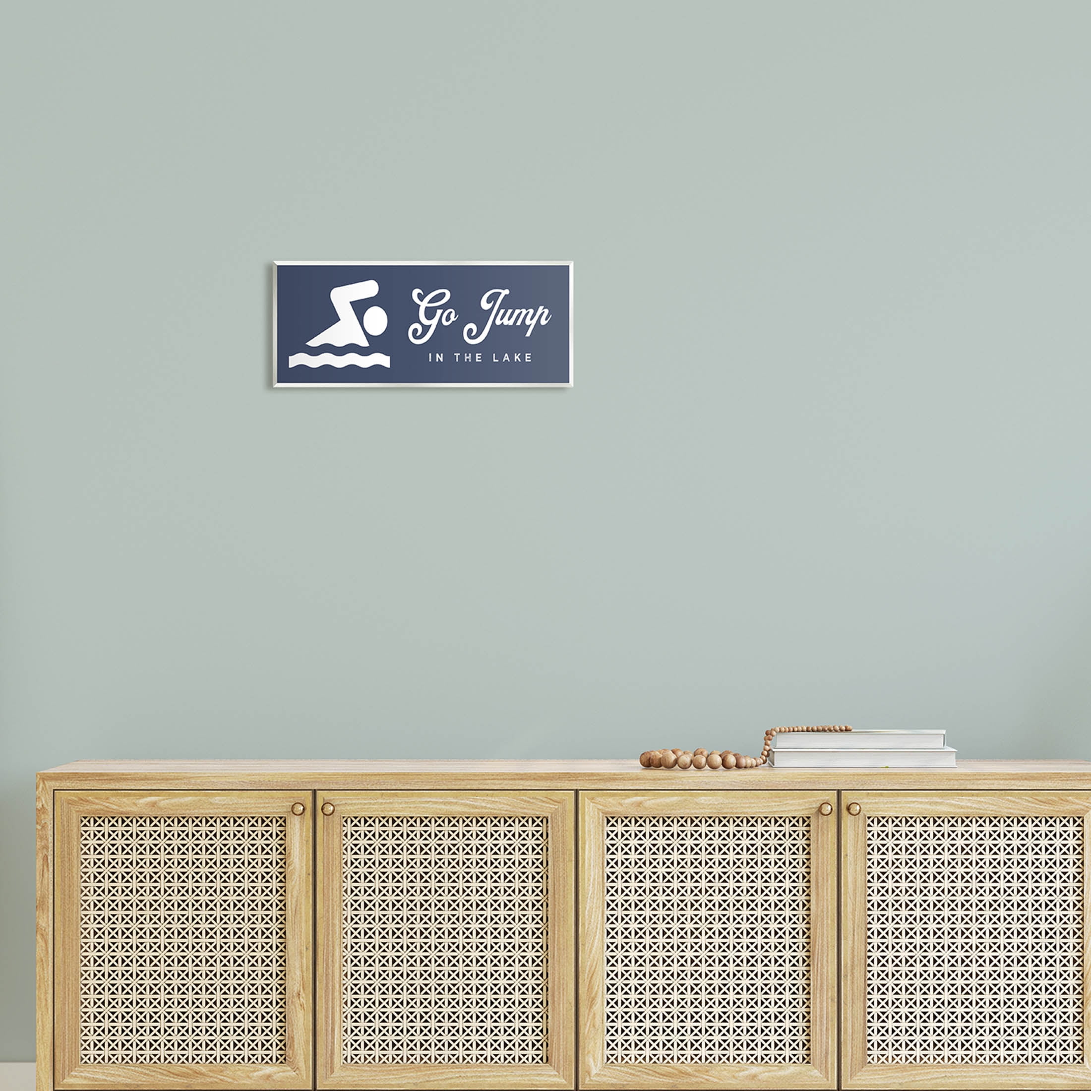 Go Jump In The Lake Swimming Sign Typography Graphic Art Unframed Art Print Wall Art