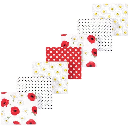 Luvable Friends Hudson Baby Flannel Receiving Blankets 7pk, Poppy Daisy Floral