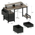 thumbnail image 7 of UHOMEPRO Computer Desk, 47" Home Office Desk with Power Outlet, Monitor Stand, 2 Drawers, Reversible Desk with Storage Bag and Hook, Writing Study Desk Gaming Desk, Rustic Brown and Black, 7 of 7